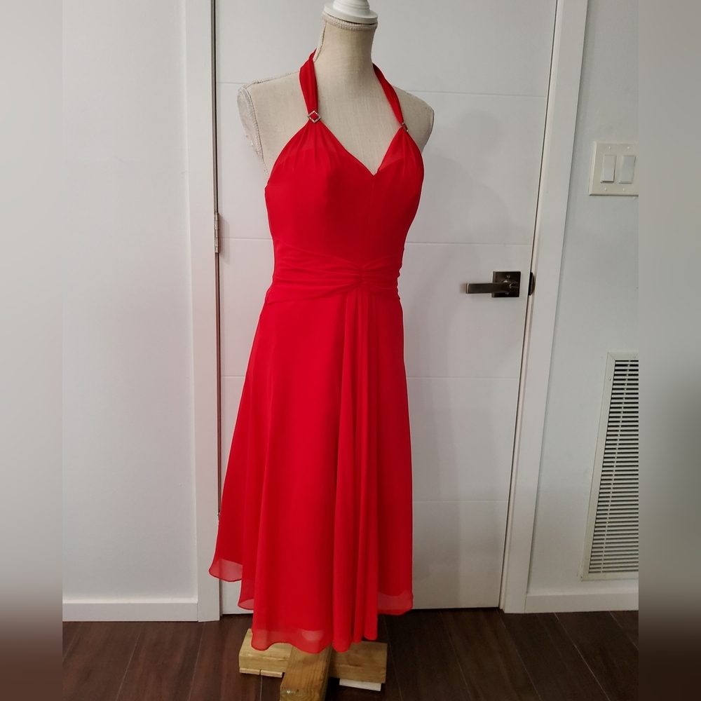 Raylia Designs Vintage Red Halter Dress Size 8